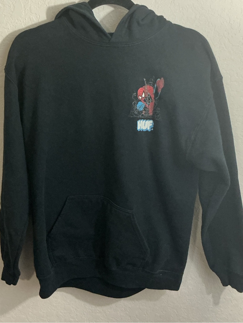 HUF x Marvel Spider-Man Thwip Triangle Pullover Hoodie Black Mens M